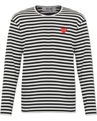 COMME DES GARÇONS PLAY - Cotton T-Shirt With Logo Patch - Lyst