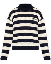 Balmain - Wool Turtleneck With Striped Pattern - Lyst
