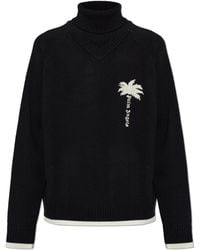 Palm Angels - Wool Turtleneck With Embroidered Logo - Lyst