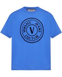 Versace Jeans Couture - T-Shirt With A Velvet Finish Print - Lyst