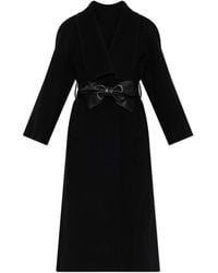 Valentino Garavani - Wool Coat With Leather Belt - Lyst