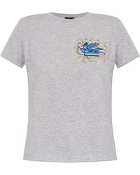 Etro - T-Shirt With Embroidered Logo - Lyst