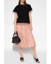 RED Valentino T-shirt With Tulle Trims - Black