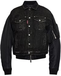 DSquared² - Bomber Jacket Made From Mixed Materials - Lyst