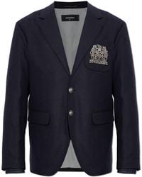 DSquared² - Wool Blazer With Embroidered Logo - Lyst