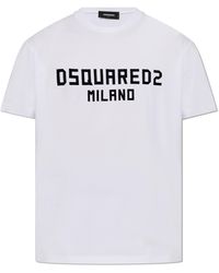 DSquared² - T-shirt With Velvet Finish Logo, - Lyst