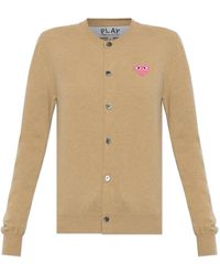 COMME DES GARÇONS PLAY - Wool Cardigan With Logo Patch - Lyst