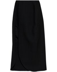 Jil Sander - Wool Midi Skirt With Side Slit - Lyst