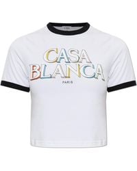 CASABLANCA - Short T-Shirt With Printed Logo - Lyst