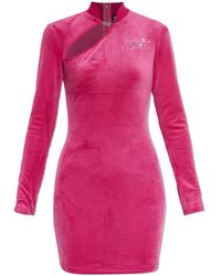 Versace Jeans Couture - Velvet Dress With Turtleneck - Lyst