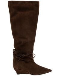 Odissi - Suede Wedge-Heeled Boots - Lyst