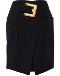 Balmain - Wool Skirt With Buckle - Lyst