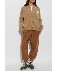 Ami Paris - Wool Cardigan With Logo - Lyst