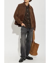 AllSaints - Suede 'Rhone' Jacket With Collar - Lyst