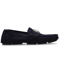 Dolce & Gabbana - Suede Moccasins With Logo, - Lyst