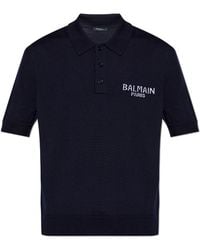 Balmain - Wool Polo With Logo - Lyst