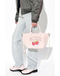 Ganni - Shopper Bag With Logo - Lyst