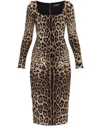 Dolce & Gabbana - Dress With Animal Print - Lyst