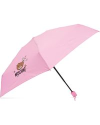 Moschino Folding Umbrella With Logo - Pink