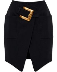 Balmain - Wool Skirt With Decorative Belt - Lyst