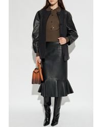 Fendi - Wool Jacket With Leather Sleeves - Lyst
