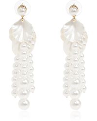 Self-Portrait - Long Earrings With Glass Pearls - Lyst