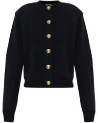 Balmain - Wool Cardigan With Shoulder Pads - Lyst