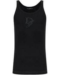 Dolce & Gabbana - Ribbed Cotton Sleeveless Crew-Neck Tank - Lyst