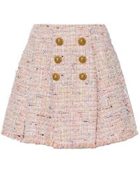 Balmain - Tweed Skirt With Decorative Buttons - Lyst
