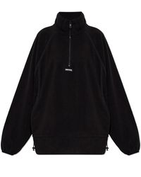 ROTATE BIRGER CHRISTENSEN - Loose-Fit Fleece Sweatshirt With Stand-Up Collar - Lyst