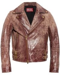 DIESEL - Leather Jacket 'L-Eon-Cjcm' - Lyst