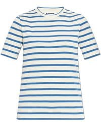 Jil Sander - Cotton T-Shirt With Striped Pattern - Lyst