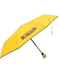 Moschino Folding Umbrella With Logo - Yellow