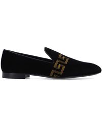 Versace - Embroidered Velvet Loafers - Lyst
