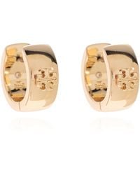 Tory Burch - Brass Earrings With Logo - Lyst