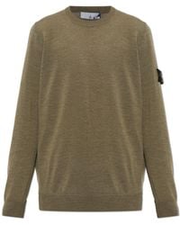 Stone Island - Wool Sweater With Patch On Sleeve - Lyst