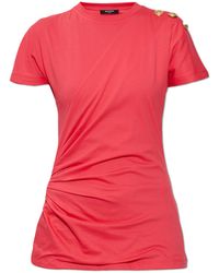 Balmain - T-Shirt With Decorative Draping - Lyst