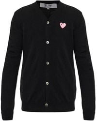 COMME DES GARÇONS PLAY - Wool Cardigan With Logo Patch - Lyst
