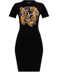Versace Jeans Couture - Dress With Print And Shimmering Sequins - Lyst