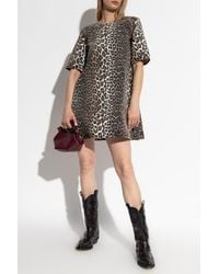 Ganni - Dress With Animal Print - Lyst
