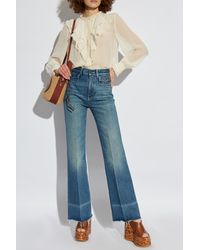 Chloé - Silk Top With Lace Trim - Lyst