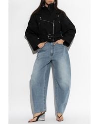 Alaïa - Denim Jacket With A Stand-Up Collar - Lyst