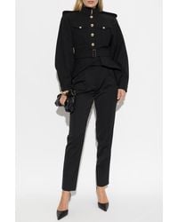 Balmain - Wool Jacket With Belt - Lyst