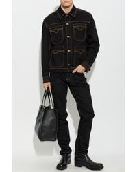 Versace - Denim Jacket With Contrasting Stitching - Lyst