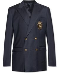 Dolce & Gabbana - Wool Blazer With Appliqué - Lyst