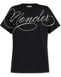Moncler - T-Shirt With Embroidered Logo - Lyst