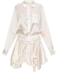 T By Alexander Wang - Silk Dress With Asymmetrical Hem - Lyst