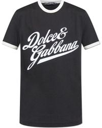 Dolce & Gabbana - T-Shirt With A Logo And Velvet Finish - Lyst