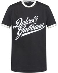 Dolce & Gabbana - T-Shirt With A Logo And Velvet Finish - Lyst