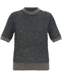 Balmain - Top With Lurex Thread And Shimmering Sequins - Lyst